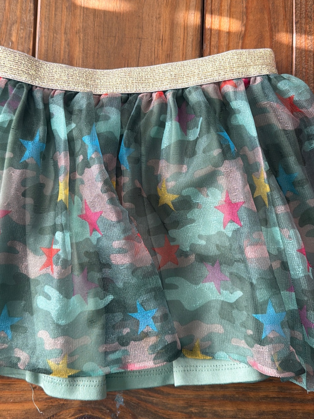 Star Wars Green Camo Skater Skirt with Multicolor Stars 4T
